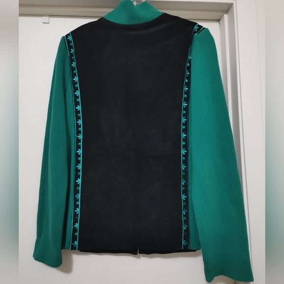 Bob Mackie Vintage Wearable Art Embroidered Suede Leather Jacket Women’s Sz S - Picture 2 of 8